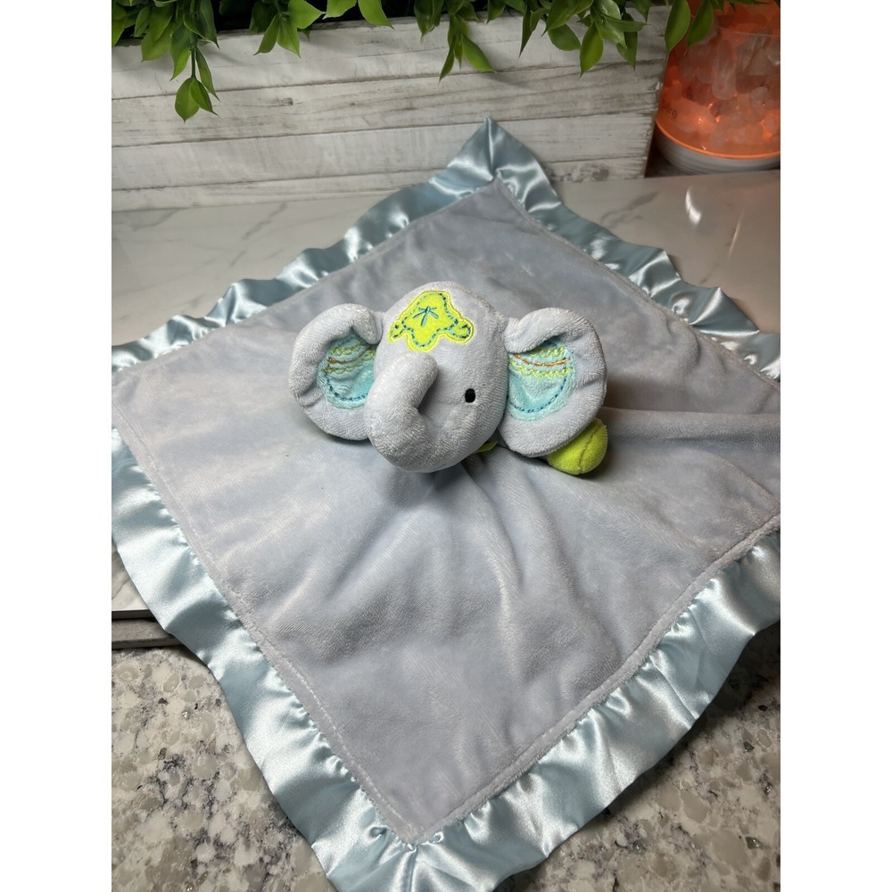 Elephant Lovey Security Blanket Blue Plush Stuffed‎ Animal Toy Nuture 13"